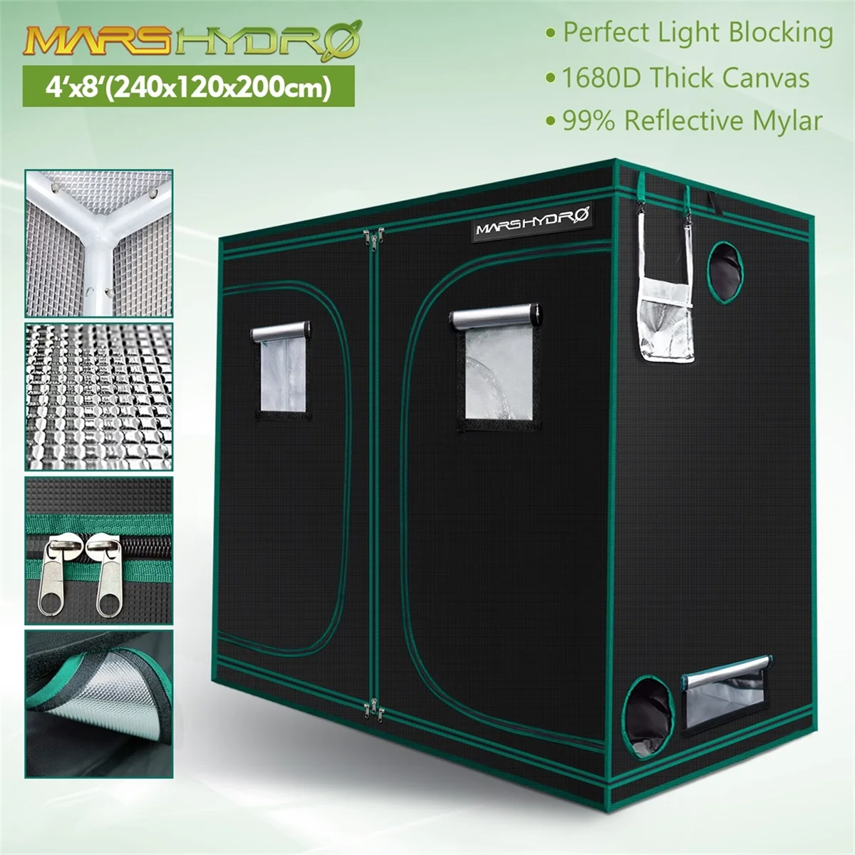 1680D Mars Hydro 240X120X200cm Indoor LED Grow Tent Indoor Growing  System Non-toxic plant room Indoor garden Water-proof hut