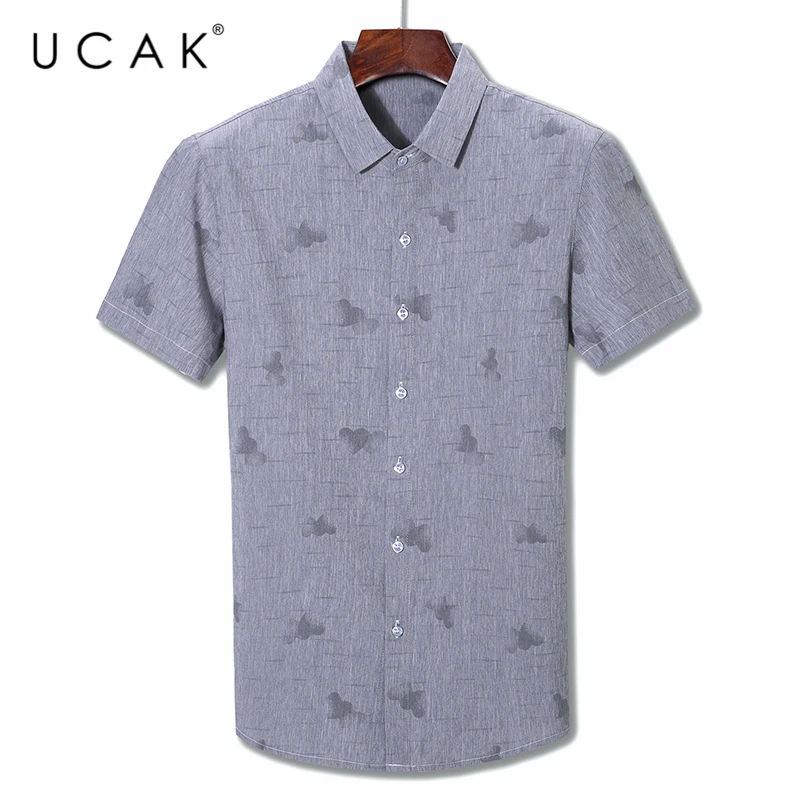 

UCAK Brand 2020 New Summer Arrival Striped Short Sleeve Shirts Men Clothes Turn-dwon Collar Shirt Clothing Streetwear Tops U6047