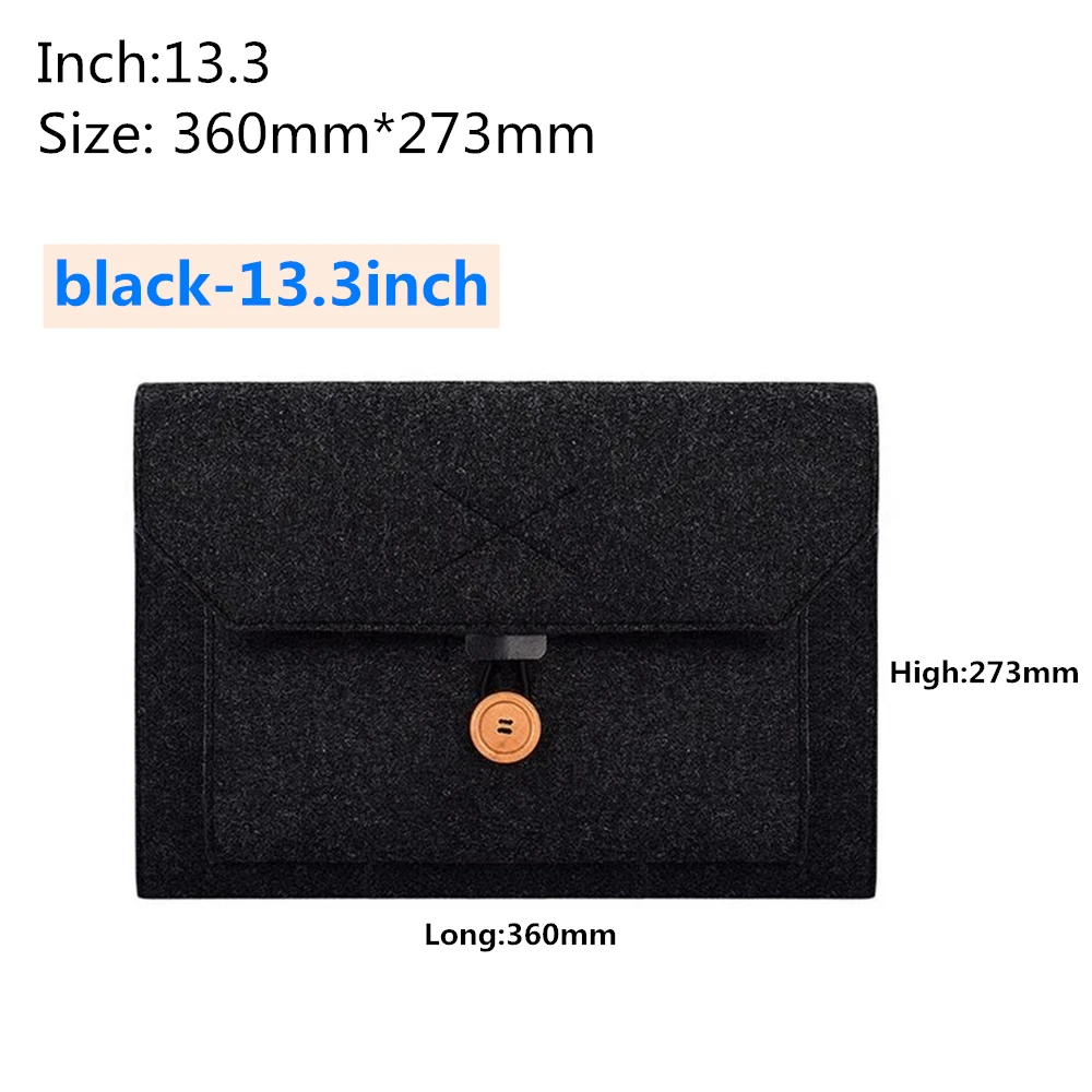 black-13.3inch Защитный чехол для ноутбука Apple, сумка для компьютера Macbook Air Pro 13,3 14,1 15,4 дюймов, просо, фетровая сумка для ноутбука - Цвет: black-13.3inch