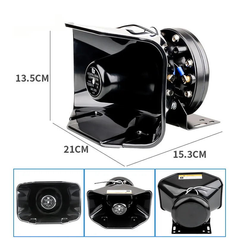 Mégaphone de moto de voiture, haut-parleur à 6 tons, alarme incendie  traditionnelle Hooter Ringing Ambulance (noir) - Snngv