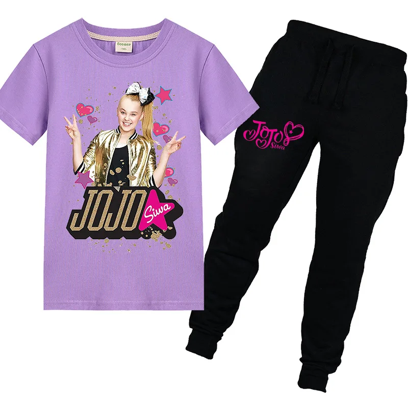 Хлопковый свитер с длинными рукавами и капюшоном JOJO SIWA, туника, брюки, Модный Спортивный Повседневный костюм на весну и осень, От 4 до 15 лет