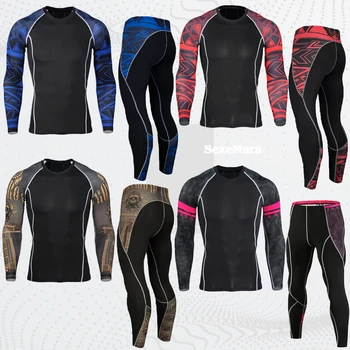

GYM Tights Underwear Men's Compression Sportswear Suits training Long Johns workout jogging Sports Tracksuit Rashgard Shirts
