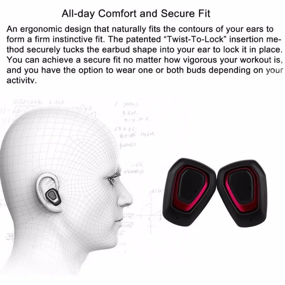 Cigfun A7 Wireless Bluetooth Earphone in ear Stereo Headphones Sport Headset with Charger Box for Phone iPhone xiaomi huawei
