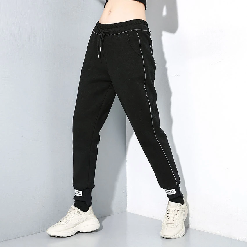 Black QING MO Black Grey Women Winter Pants Women High Waist Thick Warm Trouser Female Ankle Length Haren Pants ZQY2308 - Цвет: Black