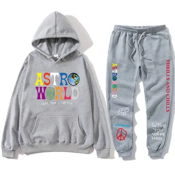 

ASTROWORLD HOODIES Letters Print Sweatshirt+Sweatpant Men's Pullover Sweatshirt Hoodie Sports Pants tracksuit Men Schadenfreude