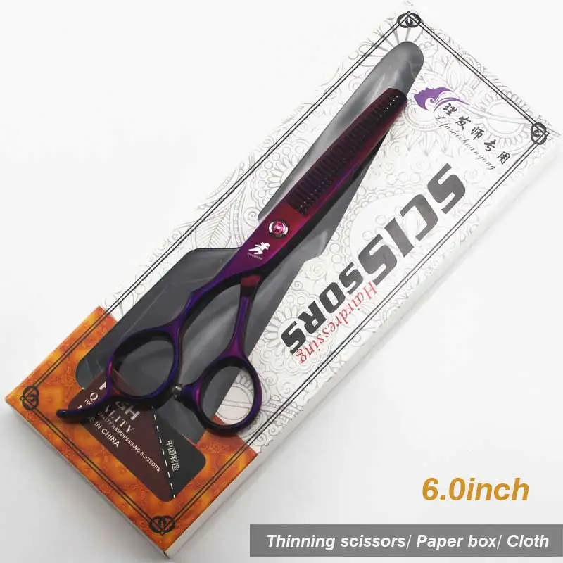 Purple Thinning Японские Парикмахерские ножницы 6 дюймов Набор для расческа-бритва ножницы для волос профессиональные ножницы для левосторонних волос - Цвет: Purple Thinning