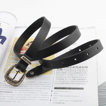 

2020 New Women Vingtage Leather Waist Belt Metal Pin Buckle Snake Skin Print Waistband Women Luxury Carving Belts Fashion