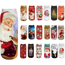 Хлопковые рождественские носки унисекс для женщин и мужчин; Новинка года; сезон осень-зима; новогодние носки с изображением Санта-Клауса и рождественской елки с изображением снежного лося