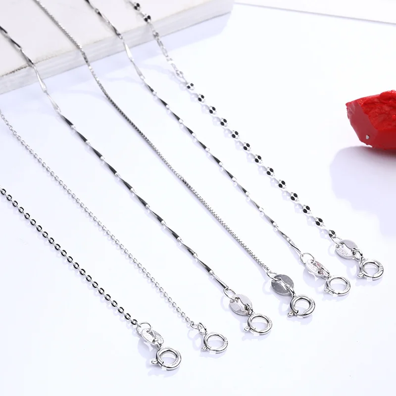 

Classic Basic Chain 925 Sterling Silver Necklace Simple Clavicle Link Women Man Necklace Snake Chain Fashion Jewelry Accessories