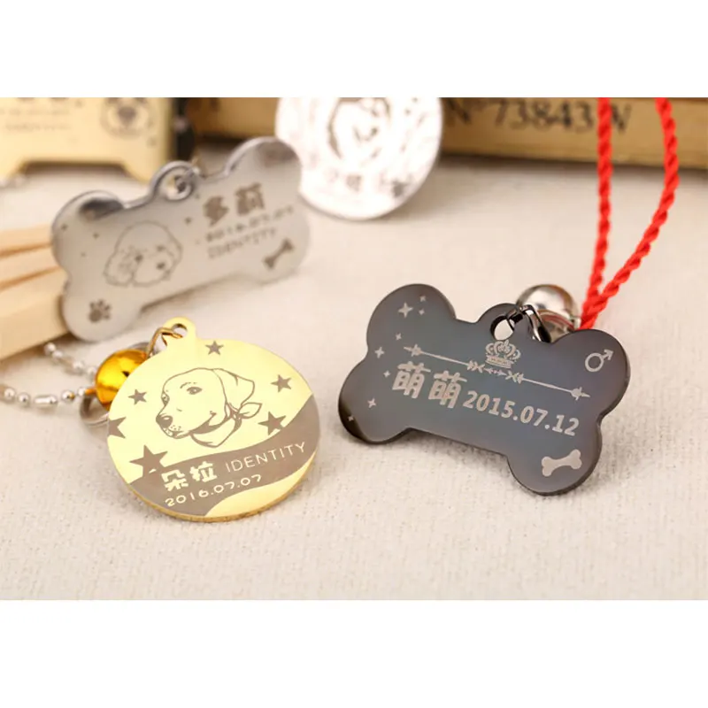 

Free engraving Pet cat collar accessories Decoration Pet ID Dog Tags Collars stainless steel dog cat tag customized tag
