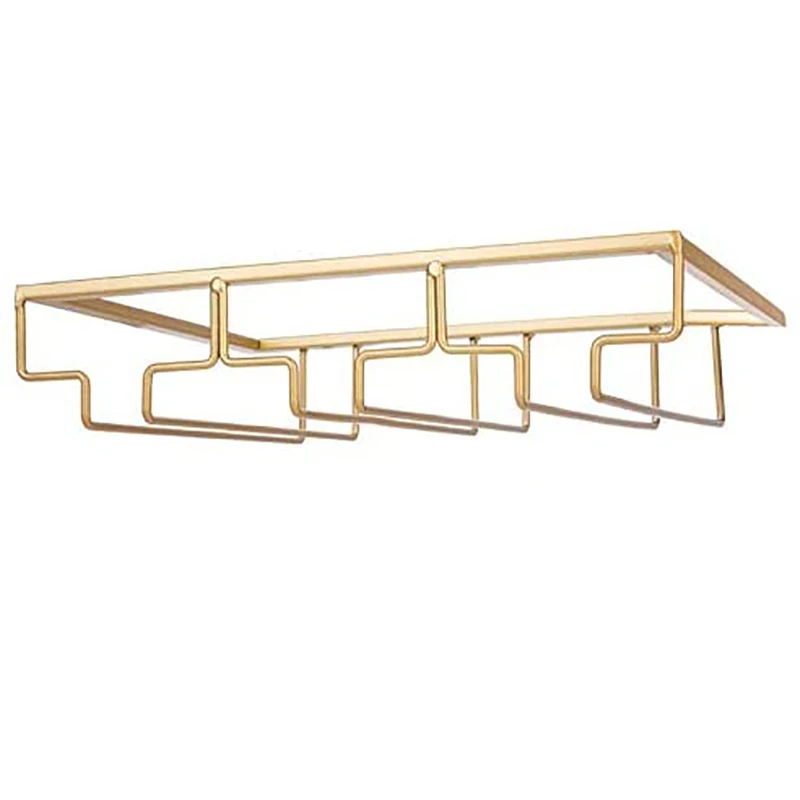 3 Rows Wine Glass Rack Under Cabinet Stemware Holder Iron Wine Glass Organizer Glasses Storage Hanger Bar Kitchen