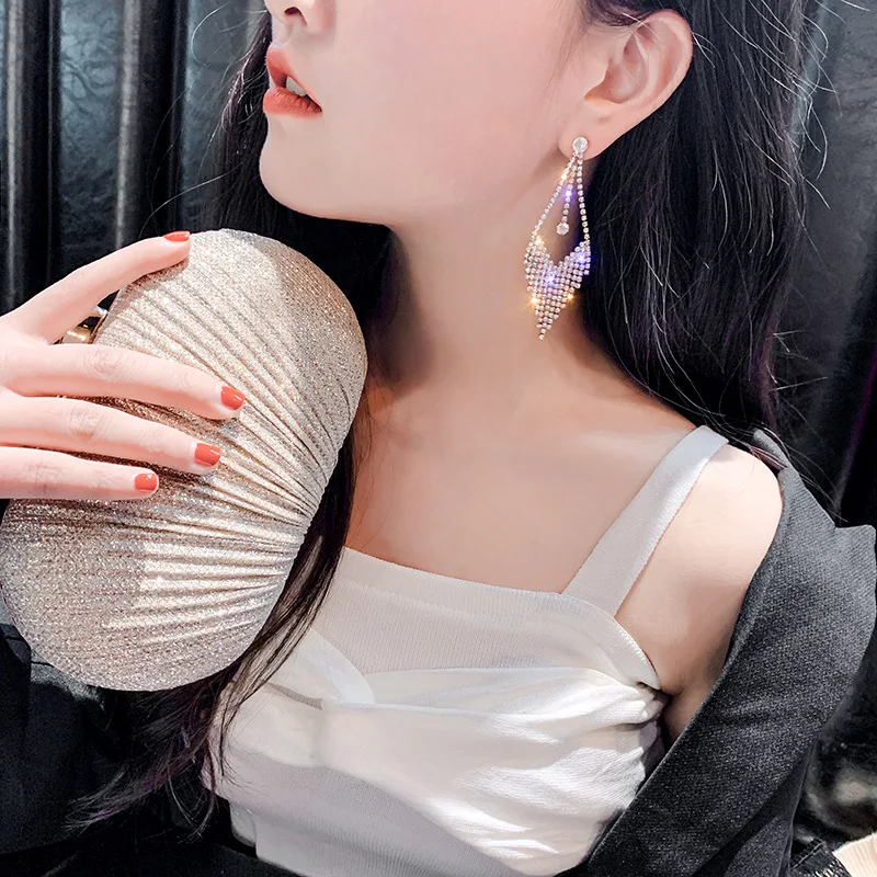 

[FVFV]2020 New Long Crystal Tassel Gold Color Dangle Earrings for Women Wedding Drop Earing Fashion Jewelry Gifts Bracelet