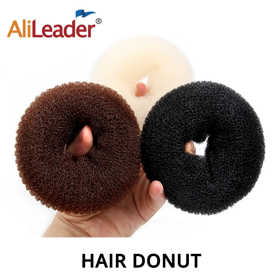 Girls Bun Filler Hair Hairstyle Tools Donut Hair Bun Maker Curly Hair Brown Black White Hair Bun Donut Silk Pro Hairdress Tools 3