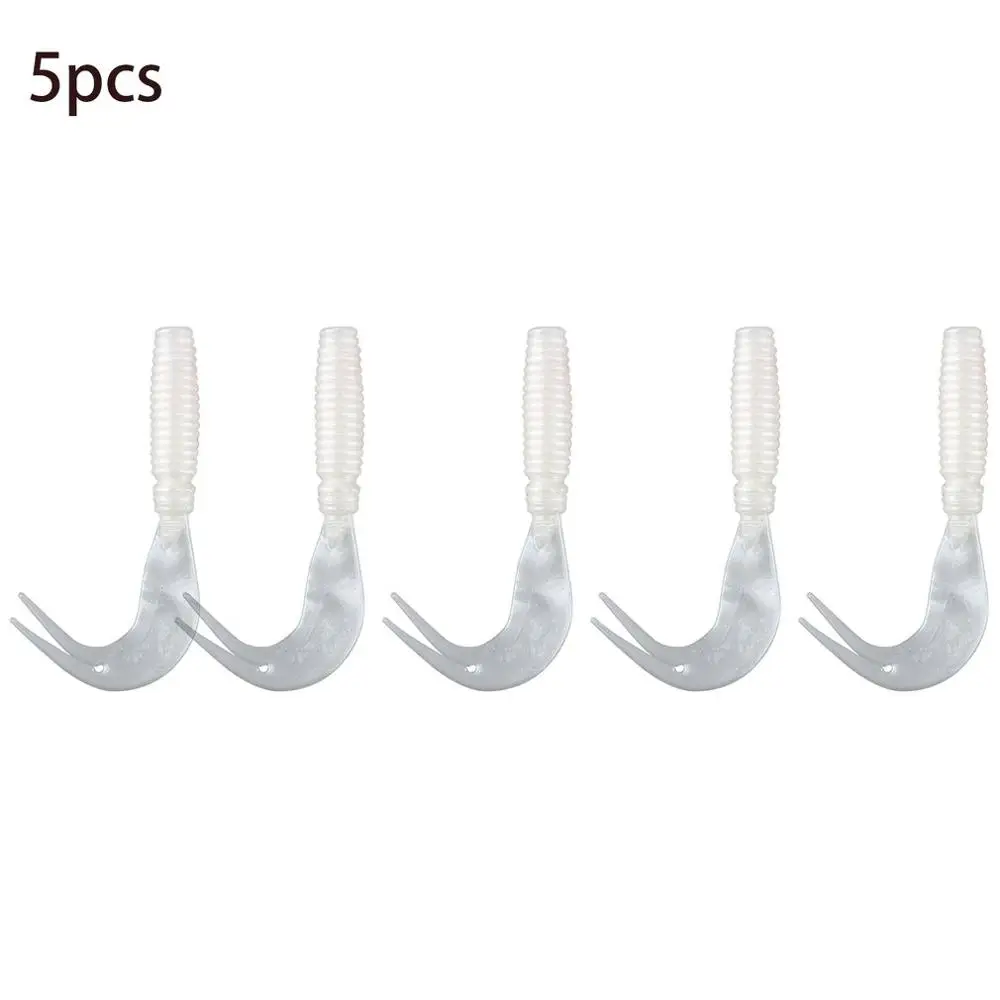 white MNA-014 профессиональный 5 шт./компл. рыболовные приманки 75 мм/3,3g Shoft приманки с витой вилка-задний крючок Форма - Цвет: white