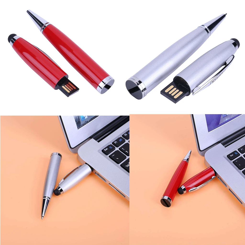 Pack of 2, 3 in 1 Function, USB2.0 Flash Drive Pen 16GB, Stylus Pens, Ballpoint Writing Pencil for Computer