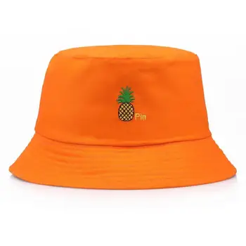 

Pineapple Pin Bucket Hats Orange Solid Cotton Fruit Caps Bob Panama Caps Unisex Visor Sun Fishing Fisherman Hats Gorras Chapeau