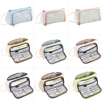 

Plaid Pencil Case Multifunction Portable Large Capacity Simple Storage Bag LHB99