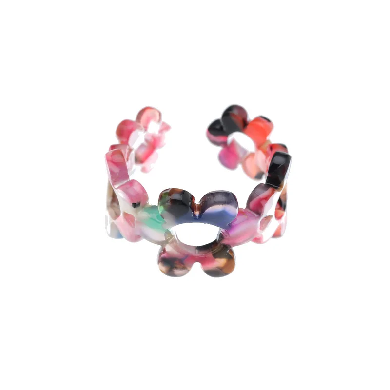 Adjustable Acetic Acid Flower Opening Ring Finger Jewelry For Women