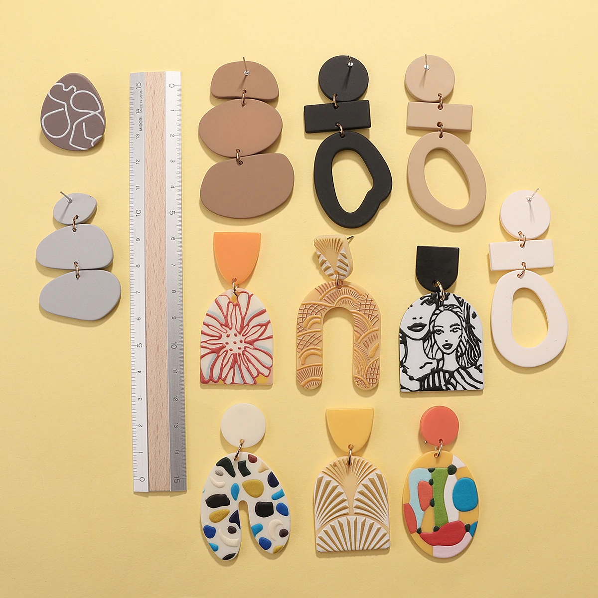 AENSOA Fashion Multi-type Irregular Acrylic Drop Earrings Colorful Graffiti Simulated Polymer Clay Geometric Earrings Gift