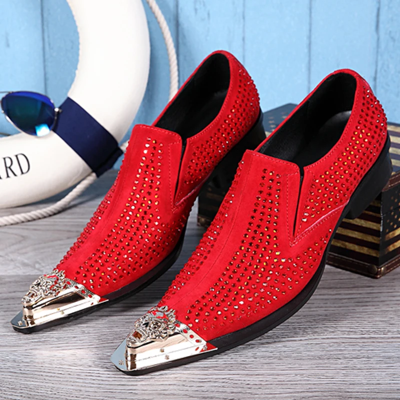 mens red rhinestone shoes