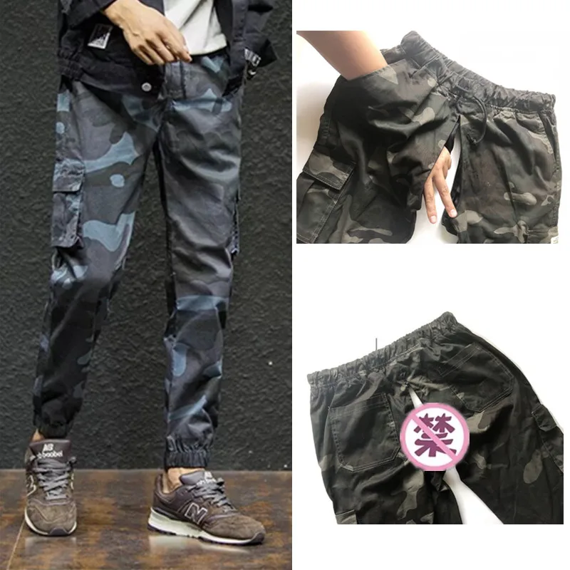 Outdoor Sex Pants Men Tear Away Zippers 