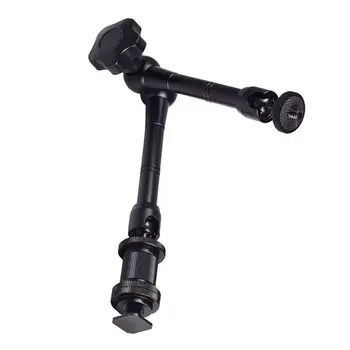 

11" ic Arm Articulating Friction Arm with Hot Shoe Mounts for DSLR Camera Rig, LCD Monitor, DV Monitor, LED Lights, Flash Lig