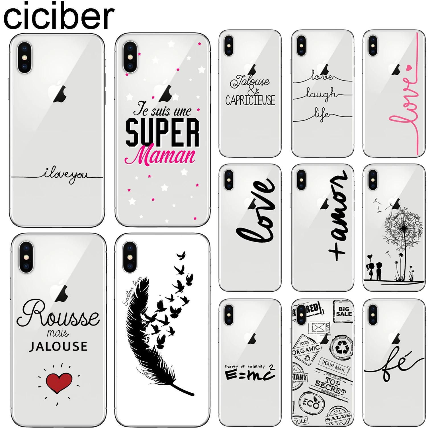 Чехол ciciber с надписью Love для Iphone 11 Pro Max 7 8 6 6S Plus 5S SE мягкий чехол телефона из ТПУ X XS