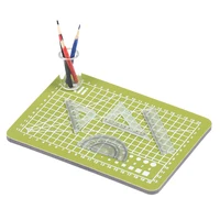 1:12 Dollhouse Miniature Cute Creative Cutting Mat Ruler Pencil Pen Holder Set Doll Home Decoration Kids Toys Gift 1
