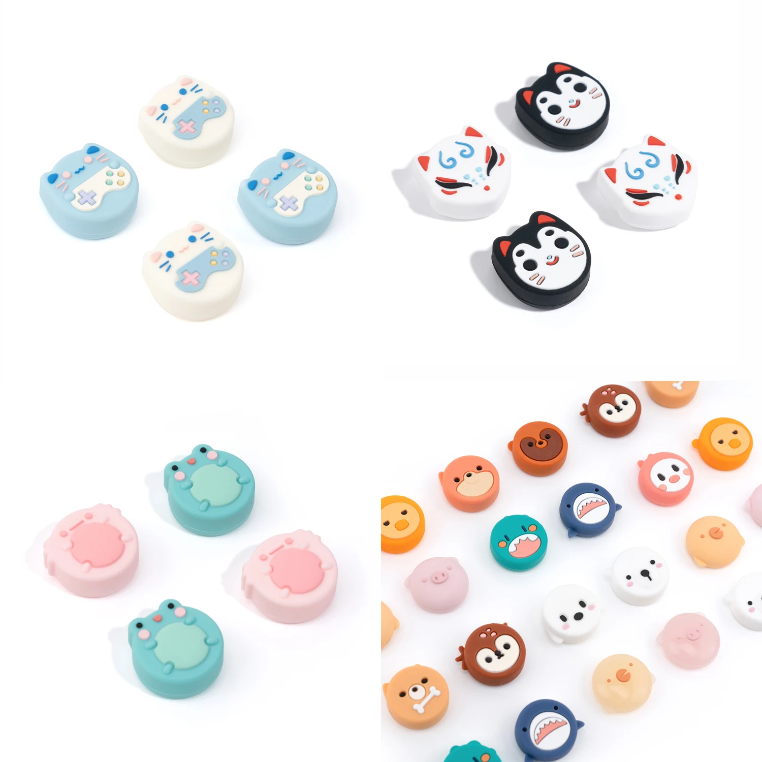 Frog Fox Cat Thumb Stick Grip Cap Joystick cubierta protectora para Nintendo Switch Oled NS Lite Joy-con controlador Thumbstick Case