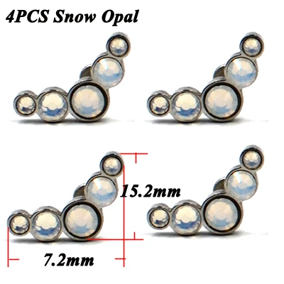 4 шт. G23 Титан и хирургическая сталь внутренний резьбовой опал ухо траг серьги, Надеваемые На ушной хрящ Лабрет расширитель для пирсинга ювелирные изделия 16 г - Окраска металла: 4pcs Snow Opal