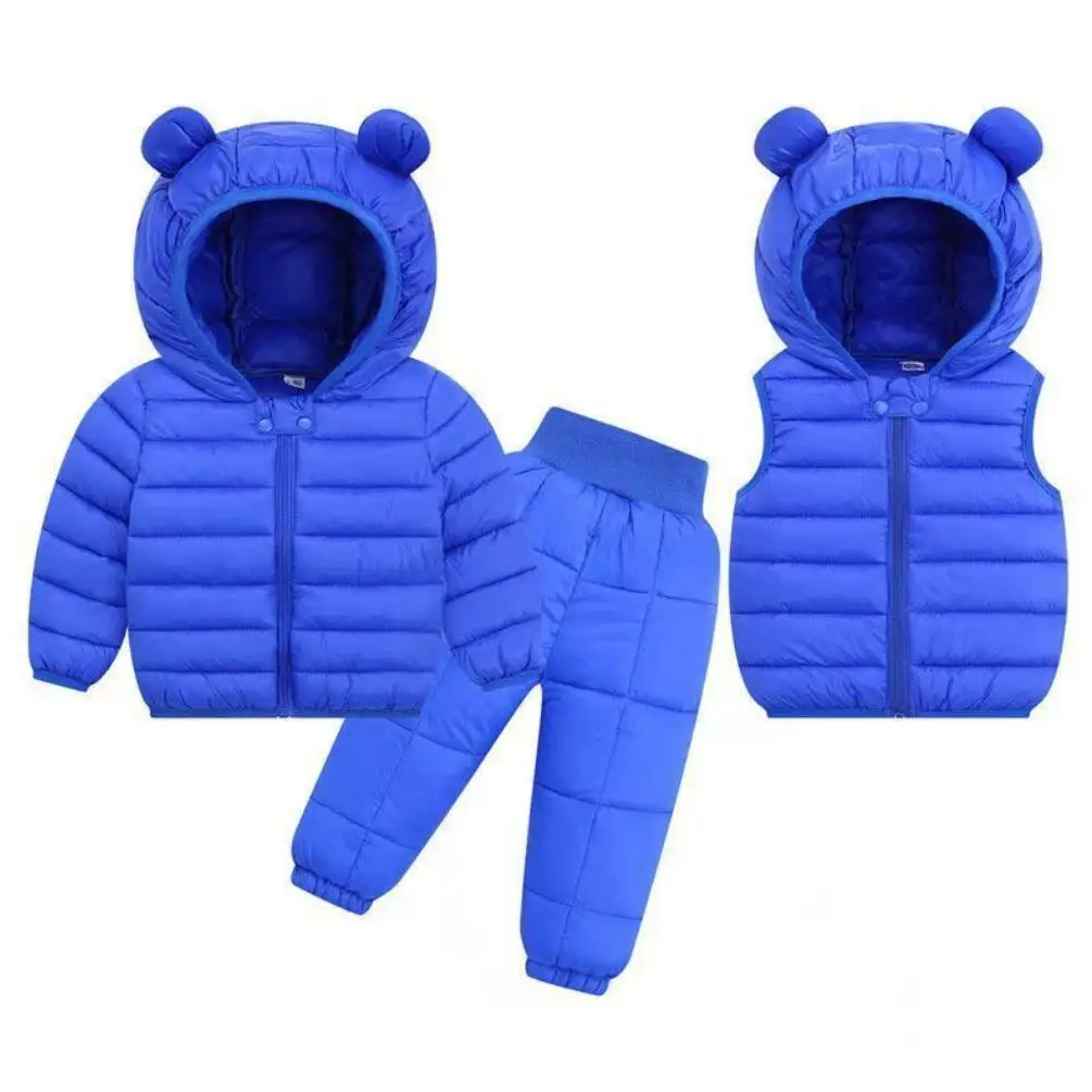 Kids Clothing Set Toddler Winter Outwear Girls Boys Warm Faux Down Jacket Suit Snowsuit Coats Vest Pants Overalls
