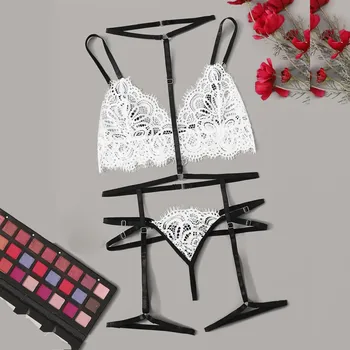 

Sexy Lace Bra And Panty Set For Women Underwear Set Intimate Erotic Lingerie Ladies Cotton Panties Mesh Sheer Plus Size Bra