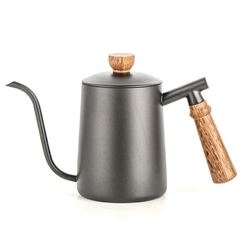 

ABSS-600Ml Wooden Handle Stainless Steel Teapot Drip Coffee Pot Long Mouth Pot Kettle Home Kitchen Tea Set