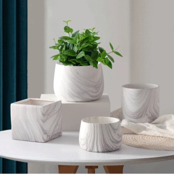 

New Modern Creative Marble Pattern Ceramic Flower Pot Simple Green Plant Potted Gardening Planter Living Room Home Decoration