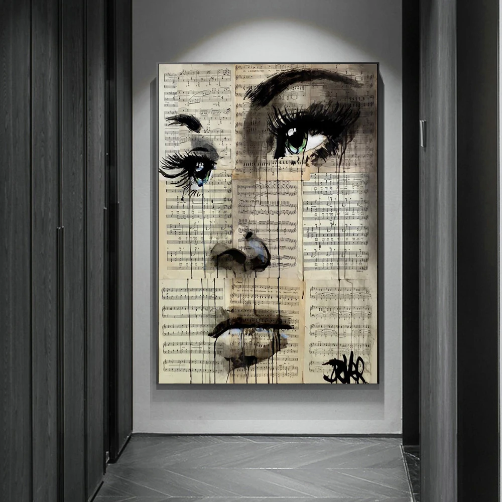 Graffiti Woman Face Canvas Painting Figure Printed Poster and Prints Wall Pictures For Woman Face Living Room Home Decorations