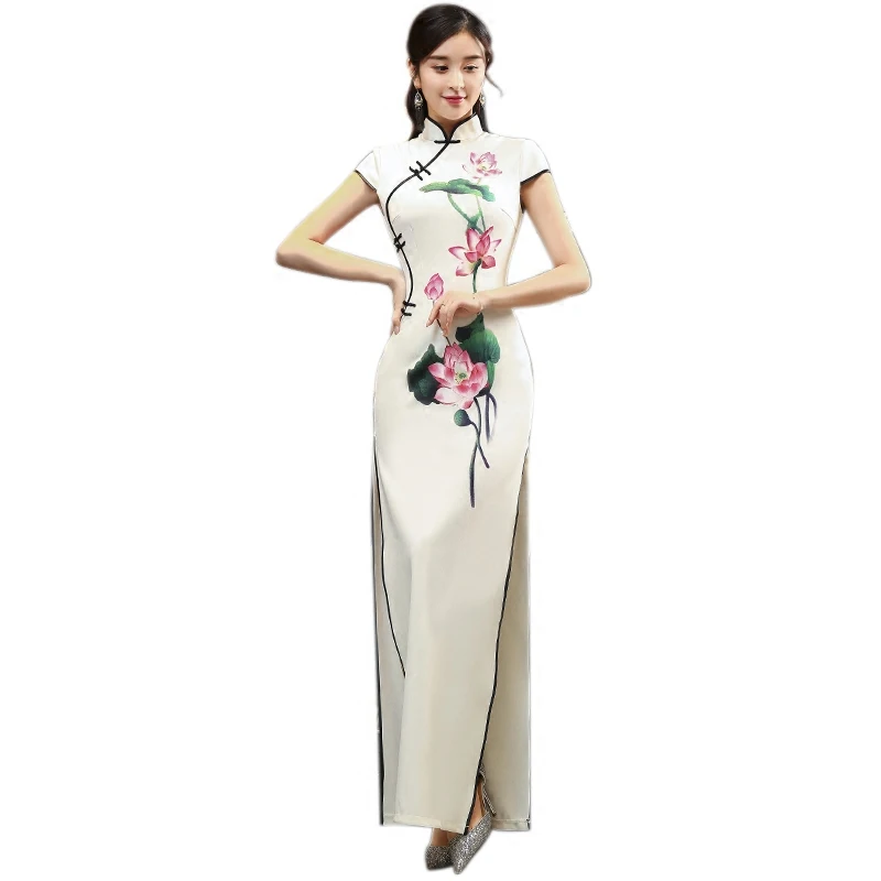 Элегантное традиционное Qipao классическое женское сценическое шоу Cheongsam высокий разрез пикантное вечернее платье Qipao