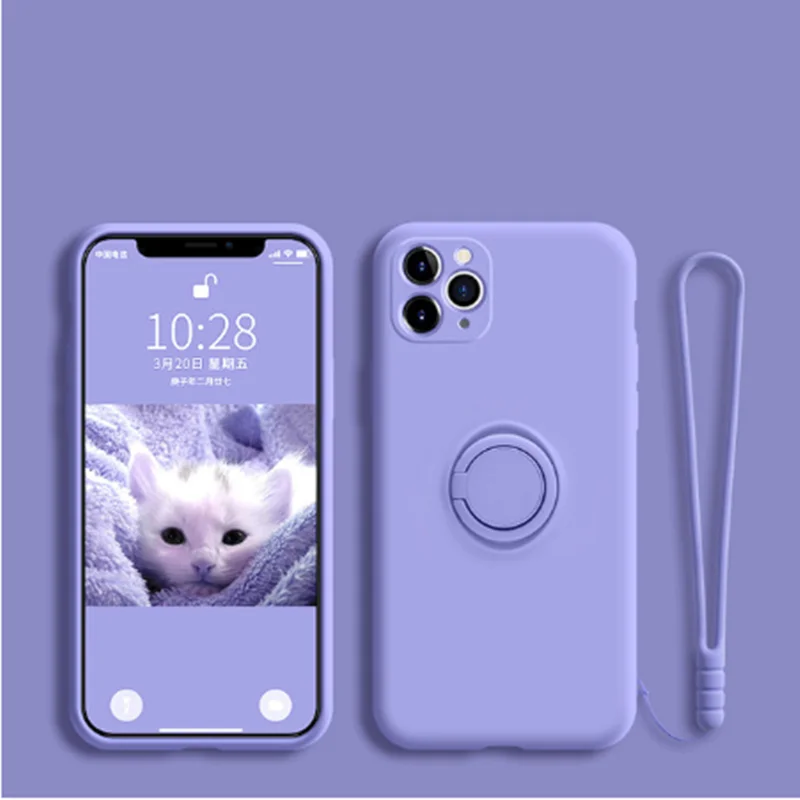 Мягкий чехол из жидкого силикона для IPhone 13 12 11 Pro X XS MAX XR держатель-подставка с