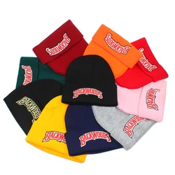 Unisex Winter Autumn Short Paragraph 12 Color Acrylic Letter Embroidery Knitted Beanies Hat Men Women Keep Warm Cold Caps W75