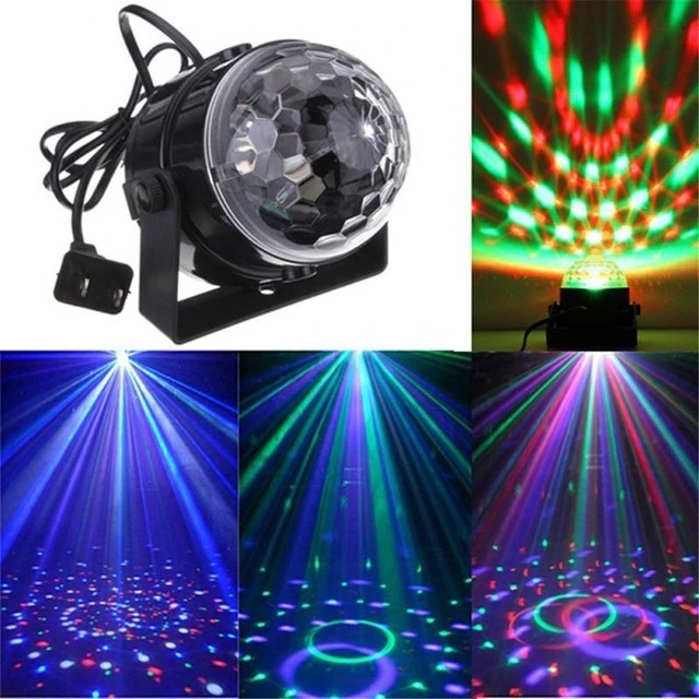 Luci rotanti attivate dal suono della sfera della discoteca luci  stroboscopiche 3W RGB LED luci della