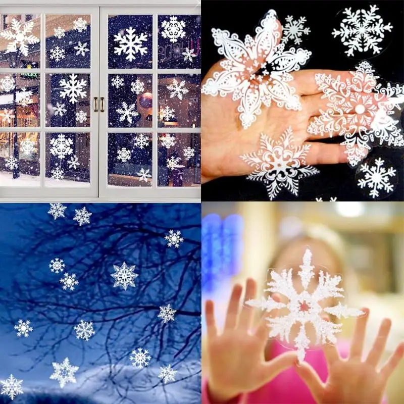57pcs Christmas Snowflake Window Sticker Winter Wall Stickers Kids Room Christmas Decorations for Home New Year Supplies