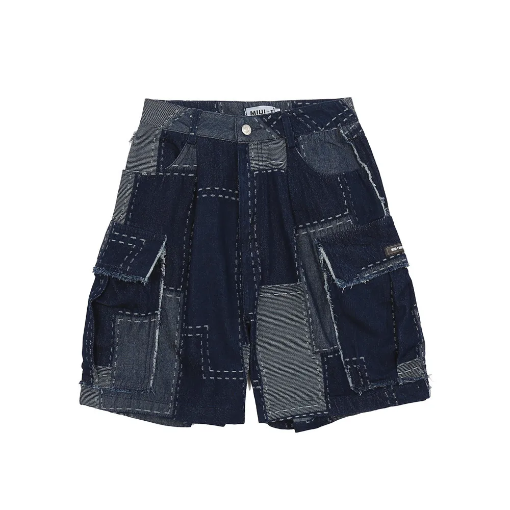 

Для Мужчин's для девочек с большими карманами, свободные шорты в стиле хип-хоп сезон: весна–лето плед сшитые джинсовые шорты Уличная низ Для мужчин колено длина Короткие