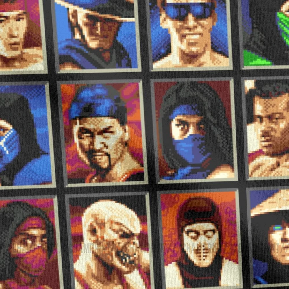 Винтажные футболки Mortal Kombat II Genesis Character выберите 16 Bit футболка Ретро геймер Коллаж футболки мужская хлопковая одежда для вечеринки