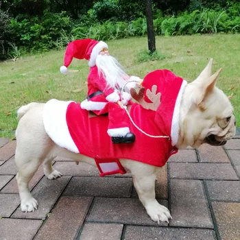 

Santa Dog Costumes Funny Pet Outfit Riding Holiday Party Dressing Up Clothing For Small Medium Large Dogs Christmas Dog Clothes