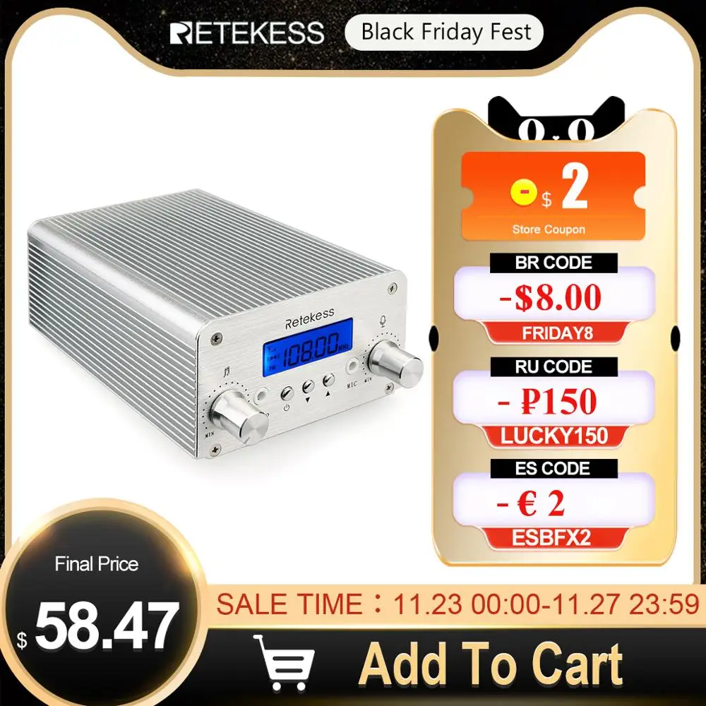 Retekess TR501 6W FM Transmitter Stereo Broadcast