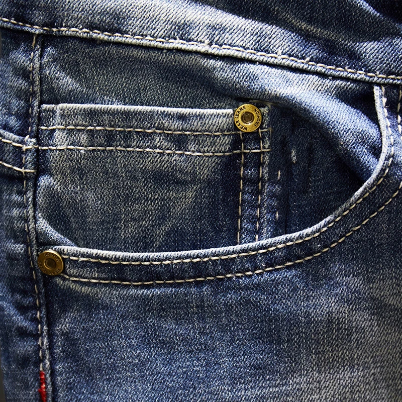 Ripped Jeans Men Slim Fit Light Blue 