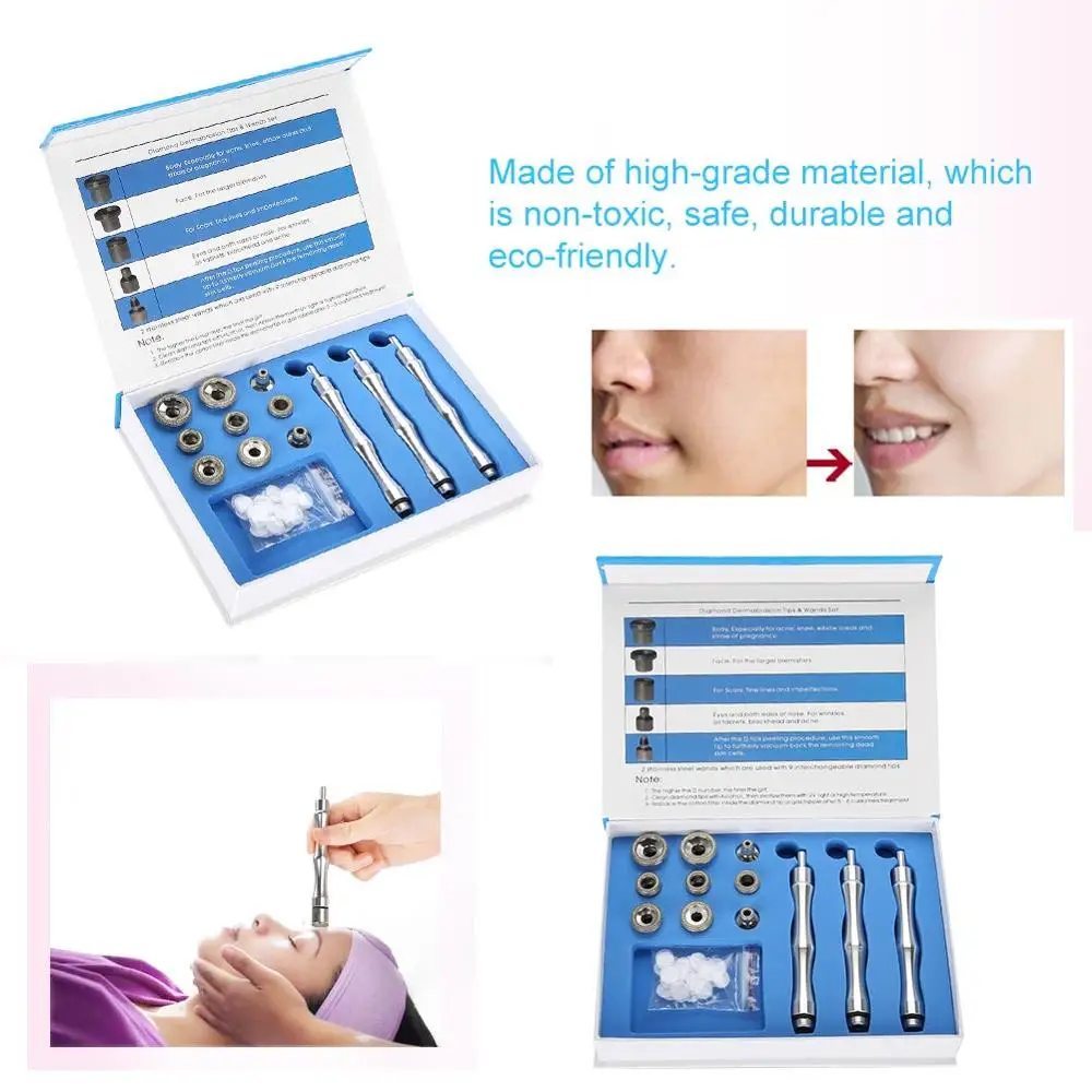 New Stainless Steel Diamond Microdermabrasion Filter Handle Fitting Set Exfoliation Beauty Micro Powder Tools Accessories Supply bath ball mesh brushes sponges bath accessories body wisp natural sponge dry brush exfoliation cleaning equipment