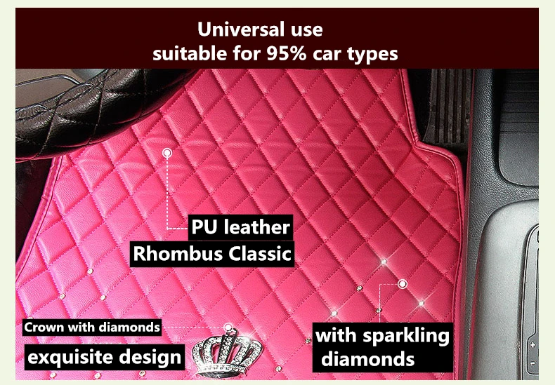 Ensemble complet de tapis de sol de voiture en cuir imperméable, tapis noir  Bling, diamant, universel, Toyota, Skoda, Volkswagen, Honda, Mercedes Benz  - AliExpress