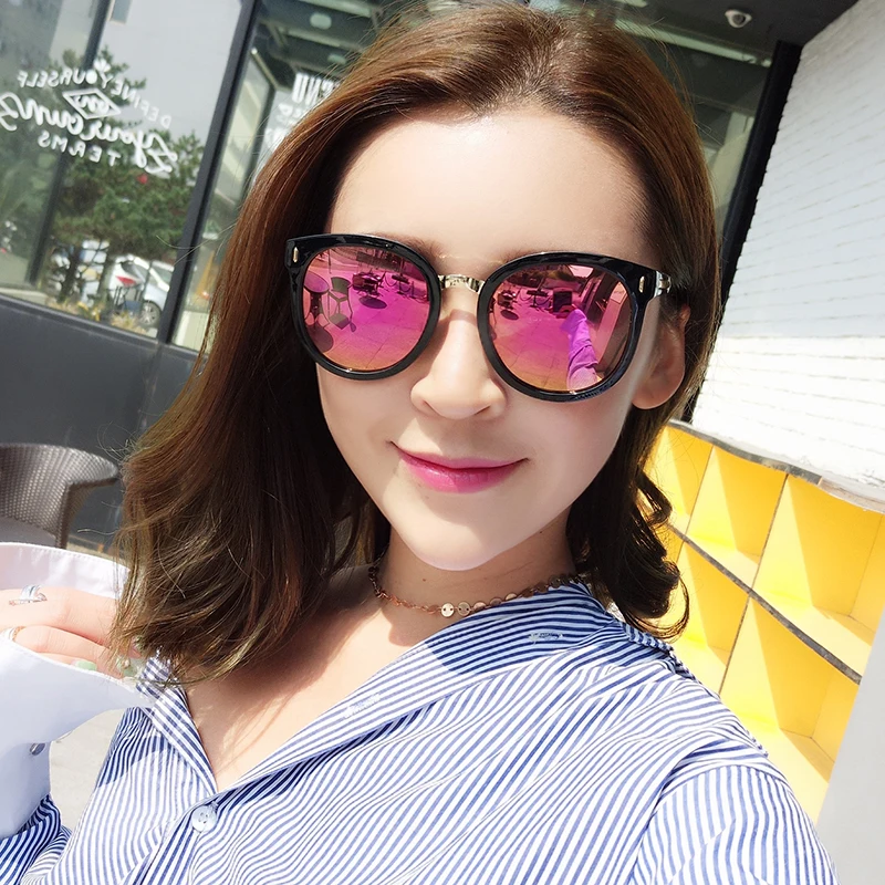 Cateye Солнцезащитные очки женские розовые полароидные оттенки 2021 тренд Мода для