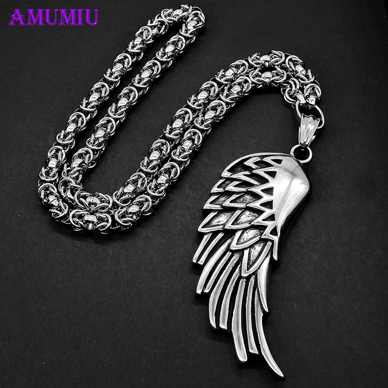 

AMUMIU Charm Feather Angel Wing Rhinestone Pendant Necklace For Women Statment Silver Color Collar Necklaces Jewelry Gift P075