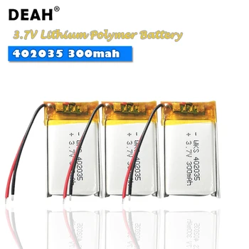 

5-10PCS 402035 300mah Lipo cells 3.7V Lithium Polymer Rechargeable Battery For GPS DVR Recorder Bluetooth headset Toy batteries